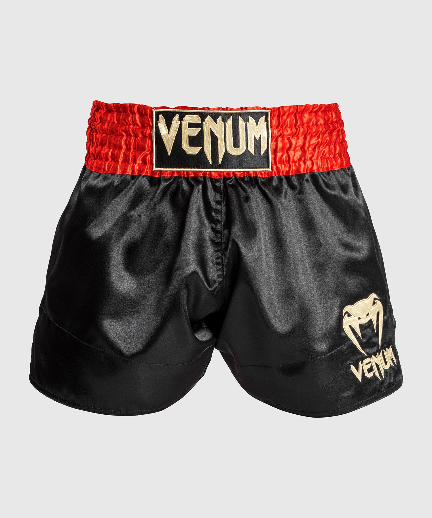 CLASSIC MUAY THAI SHORTS-RED/BLACK/GOLD